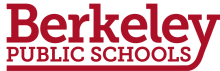District logo that says Berkeley Public Schools in red font